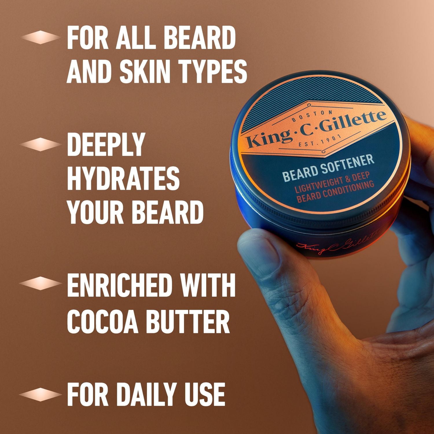 King C. Gillette Beard Softener, beard balm with argan oil for beard softening and deep conditioning, 100ML