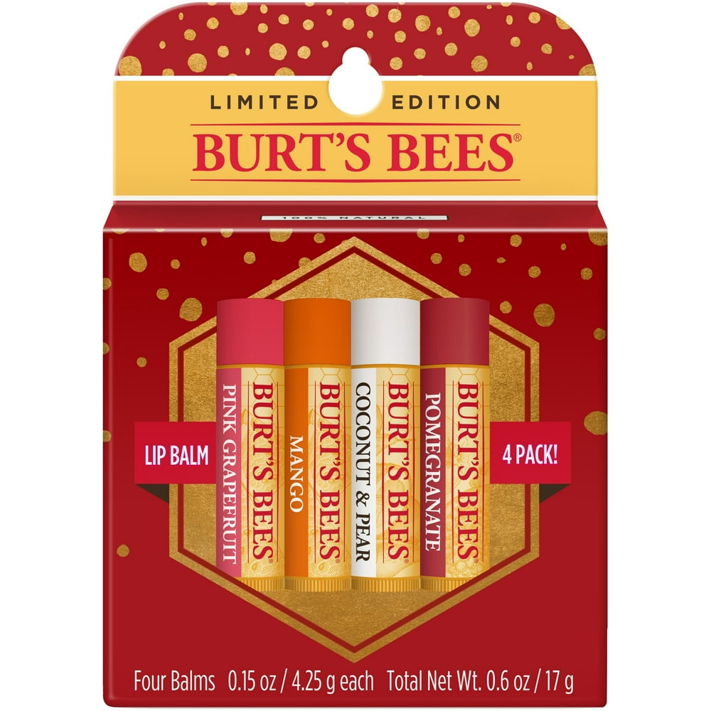 Burt's Bees Limited Edition Lip Balm Holiday Gift Set, Superfruit, 4 Ct