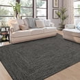 thumbnail image 2 of 9x12 Washable Area Rugs Modern Rug for Living Room Braided Printed (Non-Woven) Floor Mat Non-Slip Low Pile Large Rug Non Shedding Bordered Carpet for Bedroom Kids Playroom, Gray Black, 2 of 7