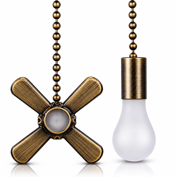 Ceiling Fan Pull Chain Decorative Ornaments Extension 13.6 Inches - 2 Pcs Bronze for Fan & Ceiling Light/Lamp