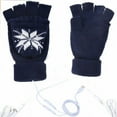 thumbnail image 6 of Seductiva Christmas Gloves Winter Unisex Christmas Print Knit Heated Gloves USB Connection Three Speed Timing Temperature Adjustment Indoor Work Winter Gloves Blue, 6 of 7