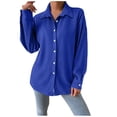 thumbnail image 1 of Besolor Button Down Tops for Women Casual Lapel Long Sleeve Shirts Loose Lightweight Solid Color Spring Blouse, 1 of 7