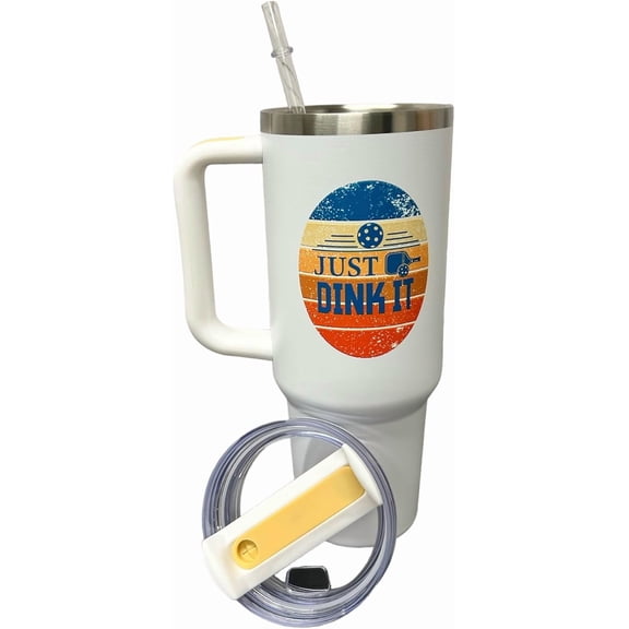 Pickleball Stainless Steel Insulated Tumbler 40 oz White