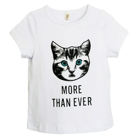 

ContiKids Toddler Girls Short Sleeve Round Neck Cat Kitten Face Print Top Tee Shirts Clothes Outfit