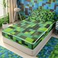thumbnail image 2 of Meiyoeat Pixelated Blocks Miners Zipper Twin Comforter Sets with Fitted Sheet and 2 Pillowcases, Retro Geometric Camo Zipper Bedding Set for Bedroom,4-Piece, 2 of 6