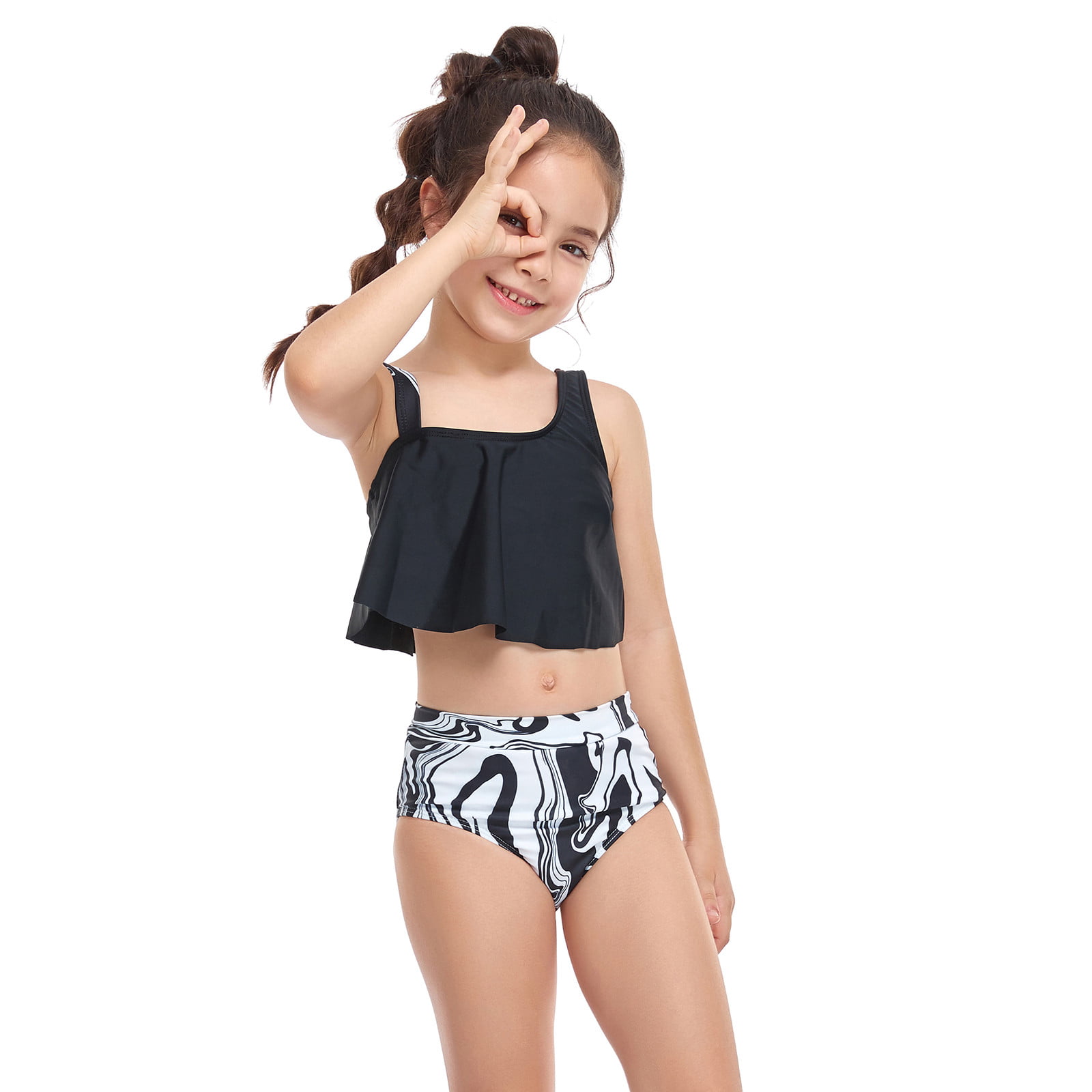 ERTUTUYI Parent Child Split Swimsuit Bikini Mother Daughter Swinsuit Set For Ladies Black Walmart.com