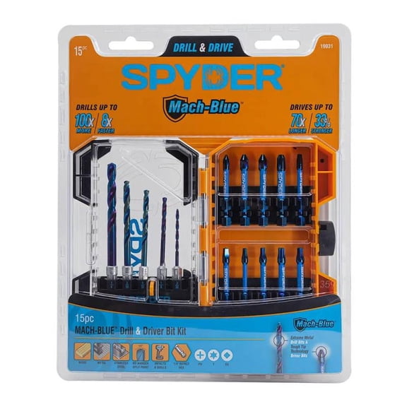 Spyder Mach-Blue® 15-Piece Drill and Impact Driver Bit Set 19031