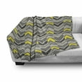 thumbnail image 2 of Retro Soft Flannel Fleece Blanket, Geometric Inspired Creative Illustration with Nostalgic Abstract Zigzags, Cozy Plush for Indoor and Outdoor Use, 50" x 60", Yellow Ivory and Grey, by Ambesonne, 2 of 5