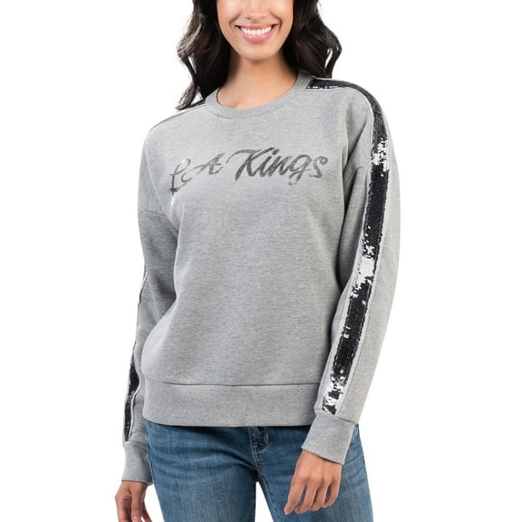 Women's G-III 4Her by Carl Banks Gray Los Angeles Kings Penalty Box Pullover Sweatshirt