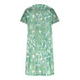 thumbnail image 4 of CHUANK Robe d'Été pour Femmes, Vacances à la Plage, Bohème, Plissée, Longueur Genou, Évasée, Midi, Robes d'Été pour Femmes, Décontractée, Col Ras du Cou, Manches Courtes, Imprimé Floral, Grande Taille, Robe de Fête Soleil, Noir, M, 4 of 5