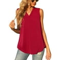 thumbnail image 7 of Uvplove Women's Summer Sleeveless Chiffon Tank Tops Loose Casual V Neck Shirt Red S-2XL, 7 of 7