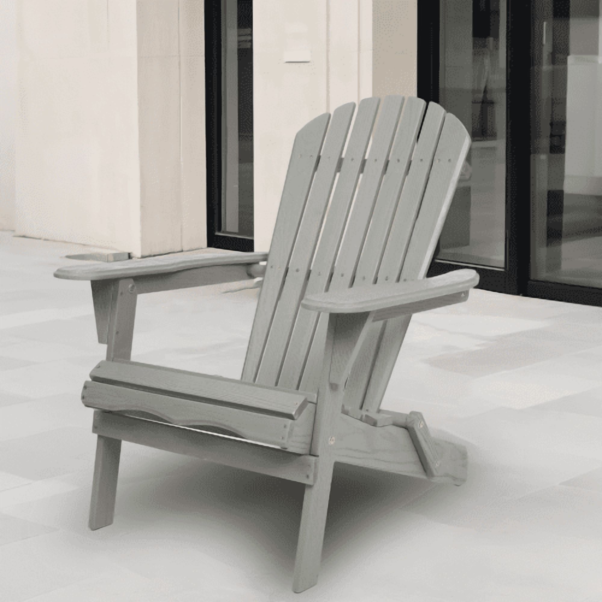 Howcool Wood Lounge Patio Chair for Garden, Outdoor Wooden Folding Embossed Adirondack Chair, Set of 2 Solid Cedar Wood Lounge Chairs with Wood Grain, Backyard, Deck, Poolside