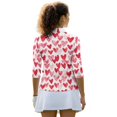 thumbnail image 3 of HUIACONG Red Hearts Print Women Golf Shirts with Quarter Zip Collar, 3/4 Sleeve Athletic Polo Top Breathable for Golf, Tennis, Hiking and Daily Exercise, 3 of 10