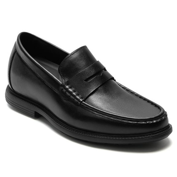 CMR CHAMARIPA Men's Height Increasing Loafers - Black Soft Leather Business Casual Shoes 7CM / 2.76 Inches