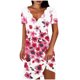 thumbnail image 1 of Mini Vestido de Verano Color Sólido Cuello en V Manga Corta Vestido de Becerro Medio, Vestido Corto de Verano, 1 of 5