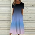 thumbnail image 2 of asddcavvf Robes pour Femmes Robe Décontractée à Manches Courtes Imprimée Col Rond Ourlet Fendu, 2 of 5