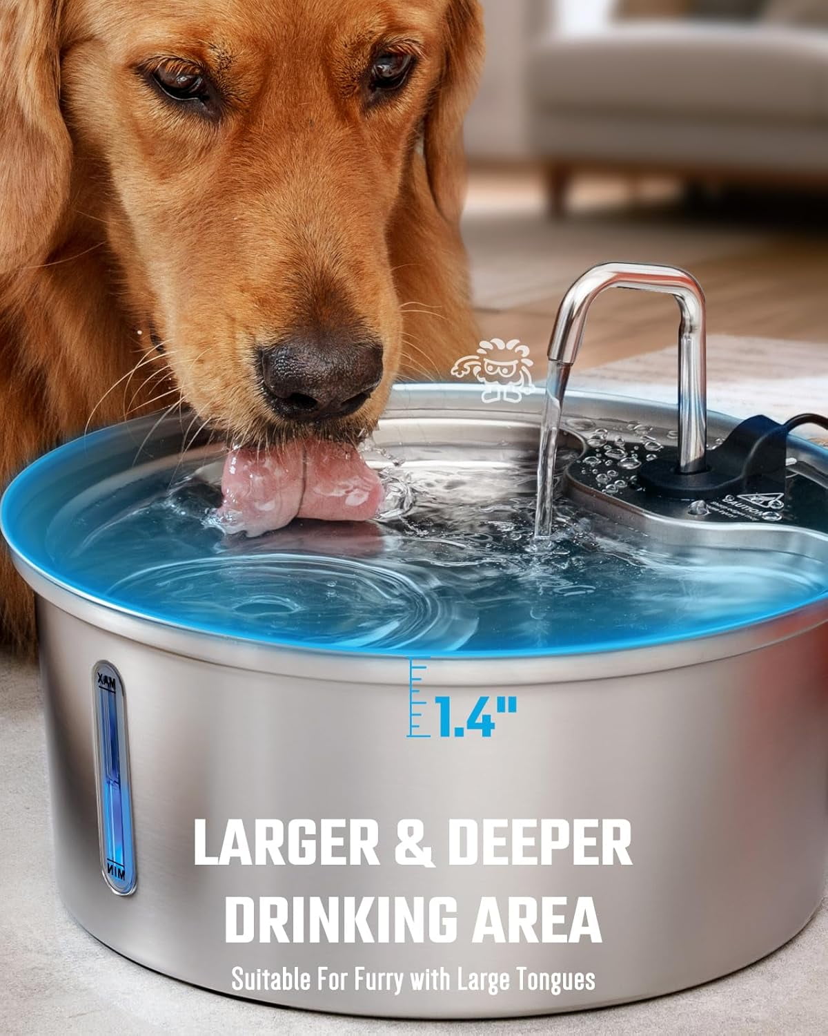 Large Stainless Steel Pet Water Fountain, 7L Capacity with Multi-Filtration System, Quiet LED Water Window for Cats and Dogs