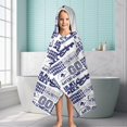 thumbnail image 6 of Blue Football Words Pattern Hooded Bath Towel，60"x35" for Ages 3 To 12 Kids, Quick Dry Lightweight Soft Microfiber Hood Beach Towel Cover Up for Kids, 6 of 7