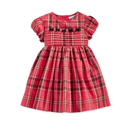 

First Impressions Infant Girls Pink Plaid Satin Party & Holiday Dress 12m