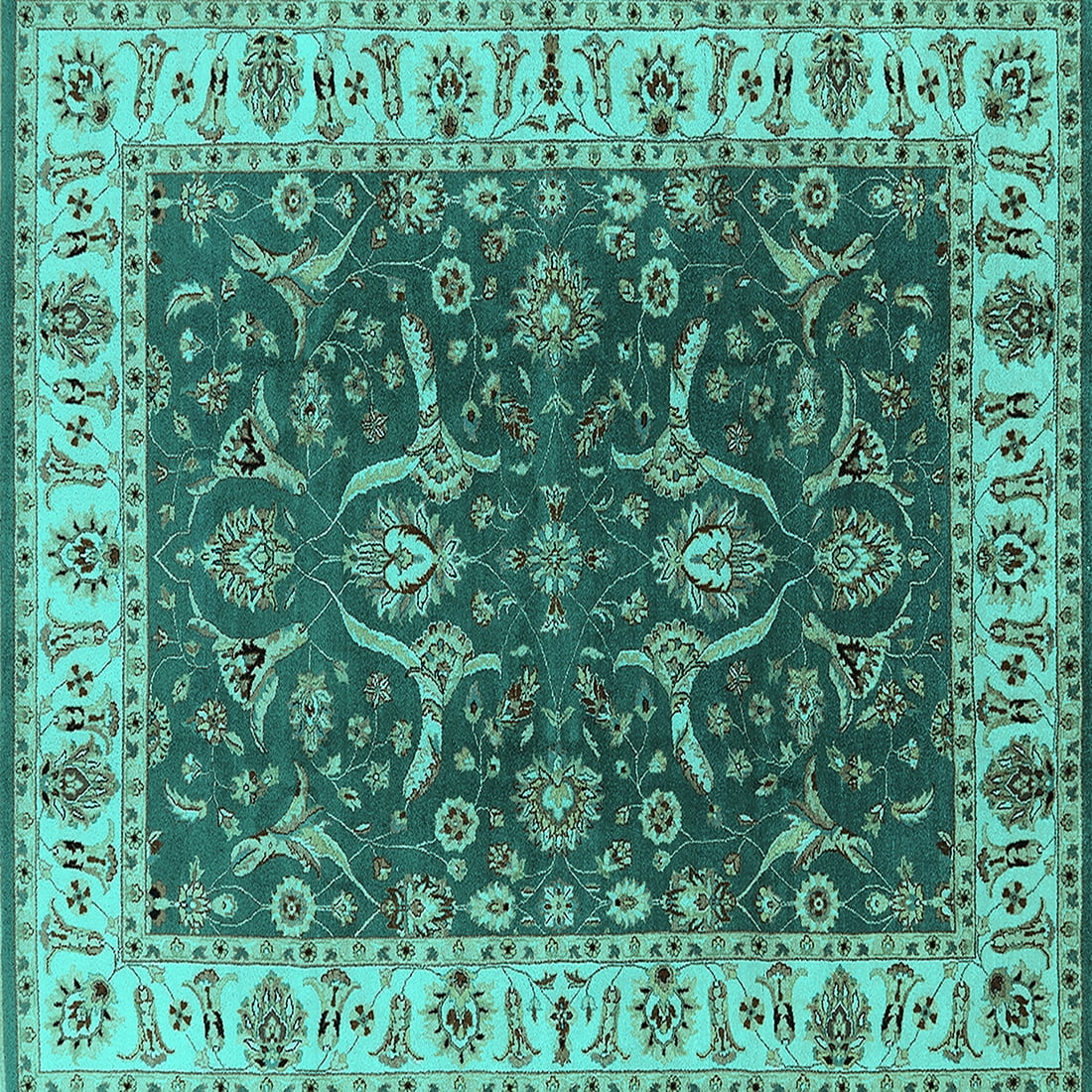 Ahgly Company Indoor Square Oriental Turquoise Blue Traditional Area ...