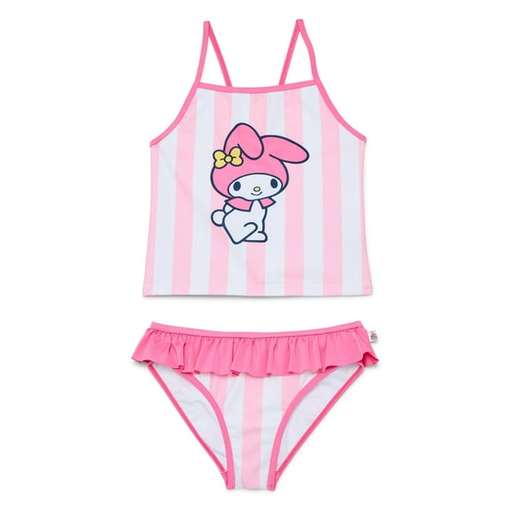 Wonder Nation Girls Hello Kitty My Melody Tankini Top and Bikini Bottoms Set, 2-Piece, Sizes 4-12