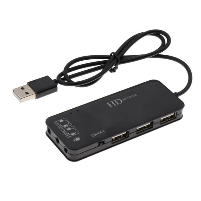 Tarjeta de Adaptador de sonido USB Señales digitales Compatibles a Salida con USB chip de negro