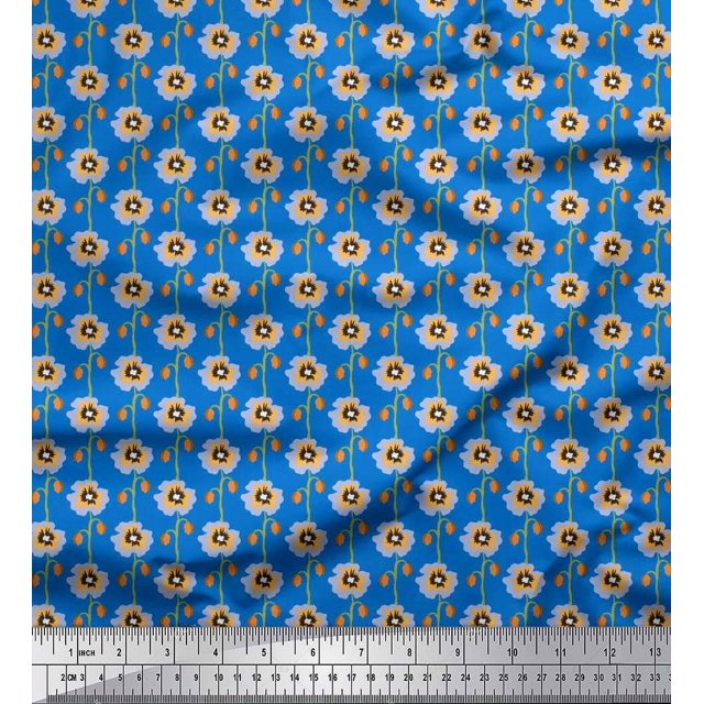 Soimoi Cotton Cambric Fabric Artistic Floral Decor Fabric Printed Yard 56 Inch Wide