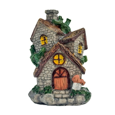 FVDPWYE Christmas Village House Light up Resin Figurine Fairy Garden Statue Ornament