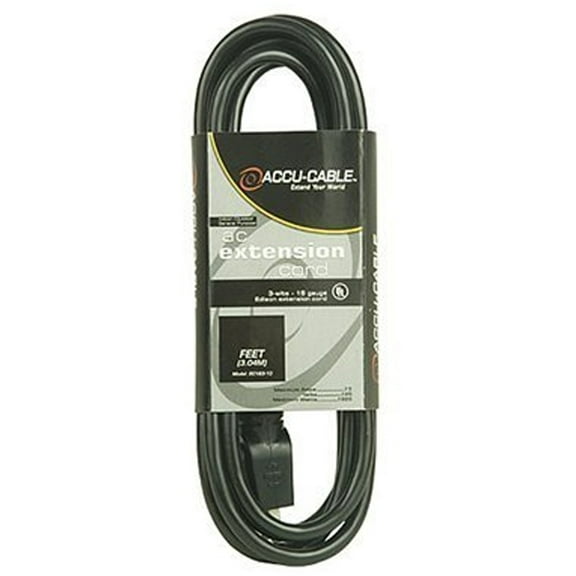 Elation EC163-50 Power Extension Cable 16 Gauge 50Ft Black Extension Cord (Dmx)