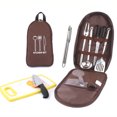 thumbnail image 3 of Ensemble de 8 Pcs Batterie de Cuisine de Camping Portable Randonnée Intérieur Extérieur VR Acier Inoxydable Pique-Nique BBQ Vaisselle VR Roulotte Équipement de Randonnée Cuisinière Cuisson Café, 3 of 9