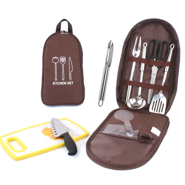 Bewildely Juego de 8 utensilios de cocina para acampar, portátil, para senderismo, para interiores y exteriores, barbacoa, RV, remolque, equipo de Cocina y Comedor Café Bewildely HA061199-03B