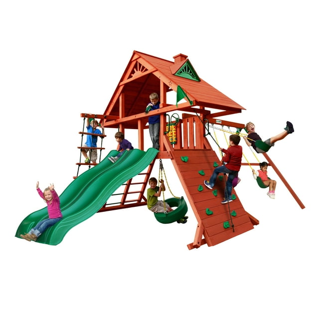 Gorilla Playsets Sun Palace Extreme Wooden Swing Set with 2 Slides