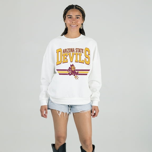 Women's Gameday Couture White Arizona State Sun Devils Oversized Premium Fleece Sweatshirt