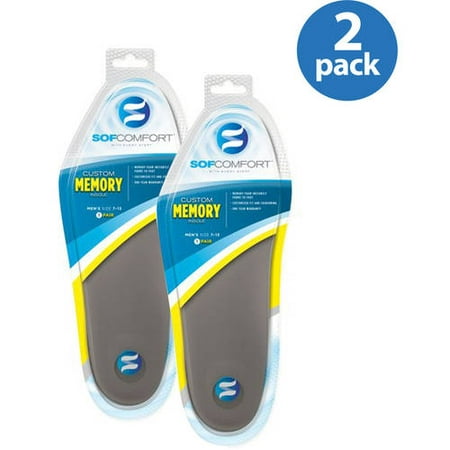 Sof~Comfort Mens Antimicrobial Memory Foam Insoles 2 Pack Value