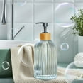 thumbnail image 7 of TOPRenddon 14oz Glass Soap Dispenser Set - Premium Vertical Grain Hand Soap & Dish Soap Dispenser for Kitchen/Bathroom (Black, Leakproof Pump), 7 of 7