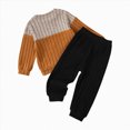thumbnail image 4 of TOWED22 Toddler Baby Boy Clothes Color Block Fall Winter Outfit Long Sleeve Round Neck Sweatshirt and Pants Infant Set,Brown,3-4 Y, 4 of 8