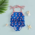 thumbnail image 2 of uikmnh Toddler Girl Patriotic One-Piece Swimsuit Ruffle Star Print Bow Sleeveless Independence Day Bathing Suit Color:Blue1,Size:2-3 Years, 2 of 6