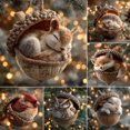 thumbnail image 4 of Naiovety 6 adornos planos de bellotas con forma de animales, decoración navideña reutilizable para todo el año, ideales para decorar árboles Kits de decoración para fiestas, 4 of 6