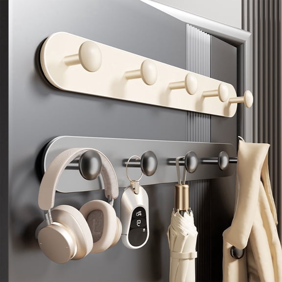 Magnetic Door Hook Rack – No-Drill Over the Door Hanger, 5 Rounded Alloy Hooks, Adjustable Gray or White, Strong Suction, Space-Saving Storage Organizer for Entryway, Bedroom, Keys, Coats