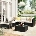 thumbnail image 2 of Outdoor Furniture All-Weather Sectional Wicker Sofa Set with Washable Cushions and Coffee Table, 6 Pcs Outdoor PE Rattan All Weather Conversation Set for Patio Deck Garden Poolside Yard, 2 of 8