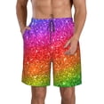 thumbnail image 2 of Uemuo Colorful Glitter Pattern Men's Swim Trunks Hawaiian Beach Bathing Suit Swimsuits Beach Quick-Dry Shorts with Pockets-3X-Large, 2 of 9