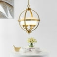 thumbnail image 2 of SAFAVIEH Forler 4-Light LED Brass Gold Metal Pendant Light with White Glass Shade, 2 of 6