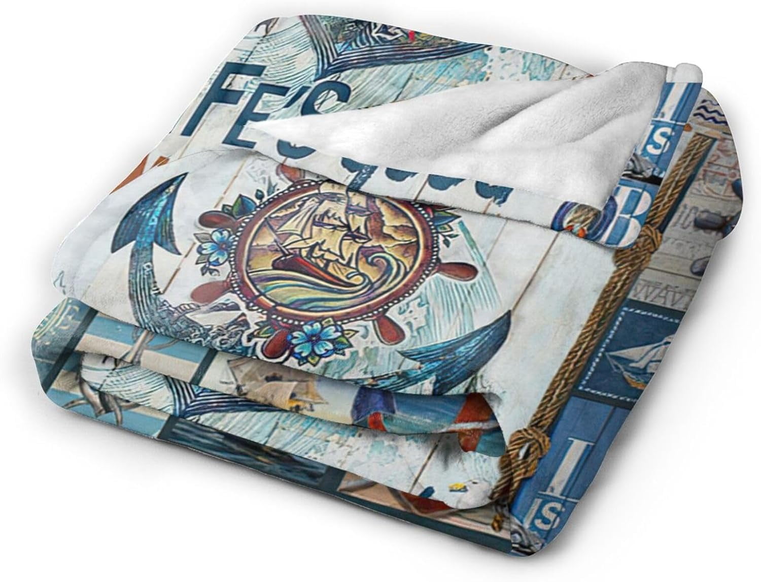 Anchor Ocean Blanket for Woman Girls Nautical Ship Anchors Throw Blanket for Man Boys Fleece Soft Cozy Warm Fuzzy Anchor Decor Blanket Gifts for Kids Adults Couch Sofa Bed 60"X50"
