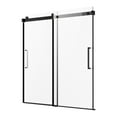 thumbnail image 4 of KFFKFF Unframed Sliding Bath Enclosure, Dimensions 56-60 in.W x 60 in.H, Unframed Glass Shower Door, Dual Sliding Tub Door with 5/16 in Transparent Tempered Glass and Stainless Steel Grip, Black, 4 of 9