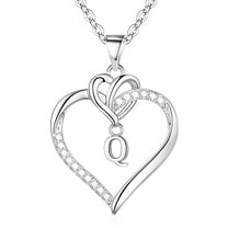 Inadays Heart Necklace for Women - Dainty 925 Sterling Silver Heart Necklaces Cute Letter Initial Pendant, Jewelry Gifts for Her Wife Girlfriend Mom Women Anniversary Birthday Christmas, A-Z