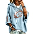 thumbnail image 4 of Oversized Football Sweatshirts for Women 3/4 Sleeve Hoodie Sweatshirts Trendy Fleece Graphic Hoodie Y2K Pullover Sweater Soft Game Day Mom Shirts Daily Travel Outfits, Sky Blue XL, 4 of 5