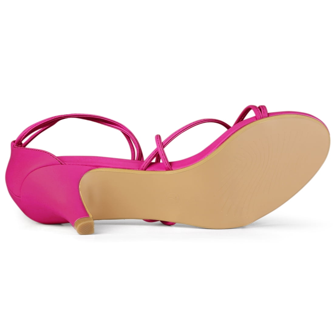 DARING DIVA Women's Strappy Kitten Heel Lace Up Sandals Hot Pink 8.5