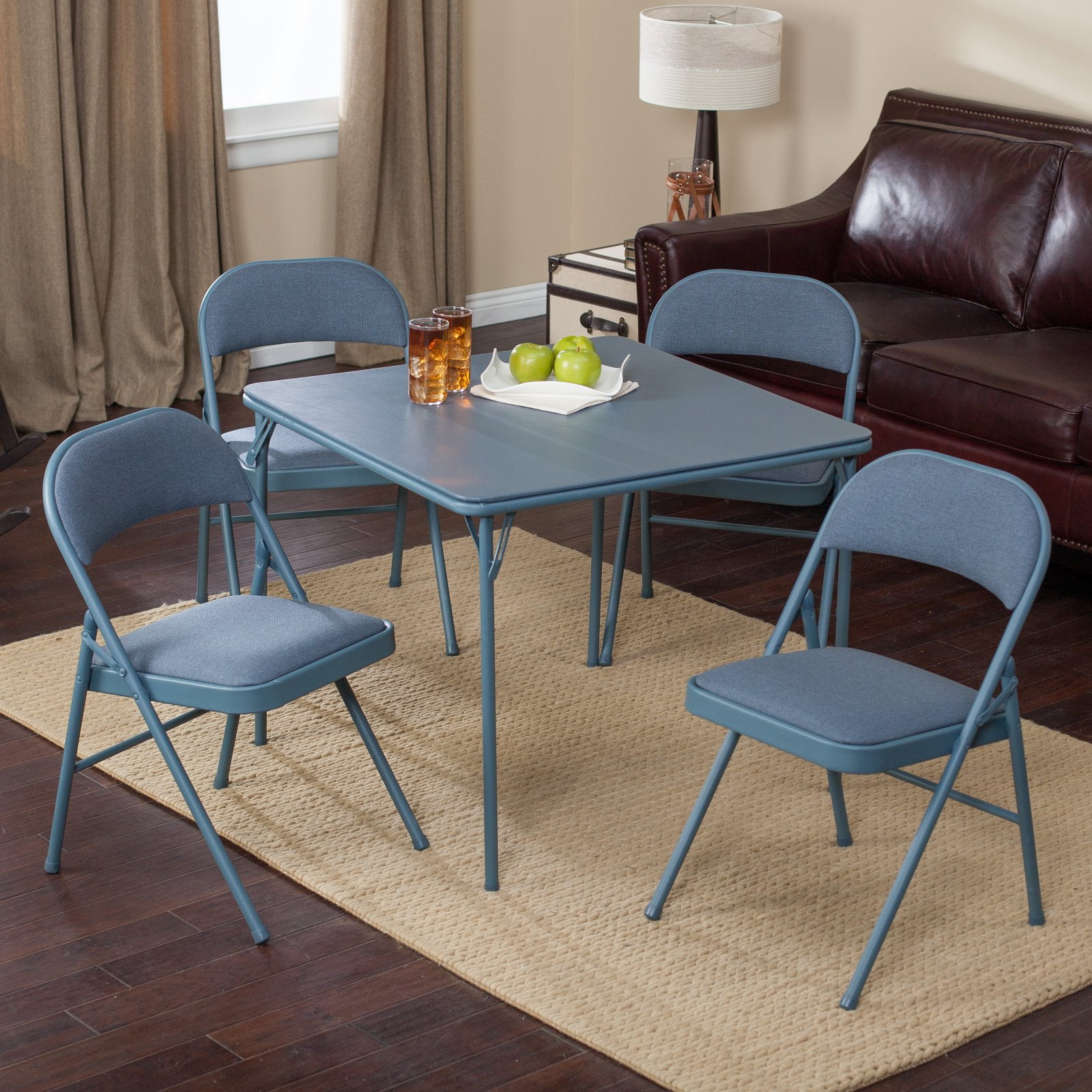 5 Piece Card Table Set - Cadet Blue 