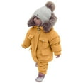 thumbnail image 3 of XXWXYD Baby Girls 2-Piece Snowsuit Set Hooded Down Jacket & Bib Pants, Waterproof Ski Outfit with Adjustable Cuffs for 12-24M, 3 of 8