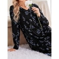 thumbnail image 3 of KISSGAL Women Nightgowns Long Sleeve Sleepshirts Pleated Long Nightdress V Neck Curved Hem Night Gown Sleepwear with Pockets, 3 of 6